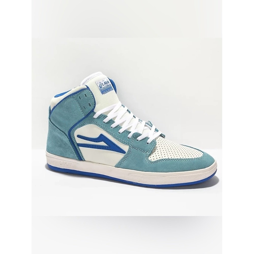 Lakai Gass Telford White & Powder Blue Suede High Top Skate Shoes Size 8